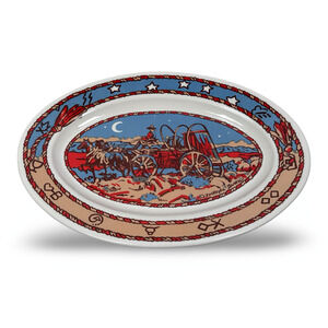 Pipestone Cow Camp Oval Serving Platter 15.5" Buckeye Blake China Western Rare